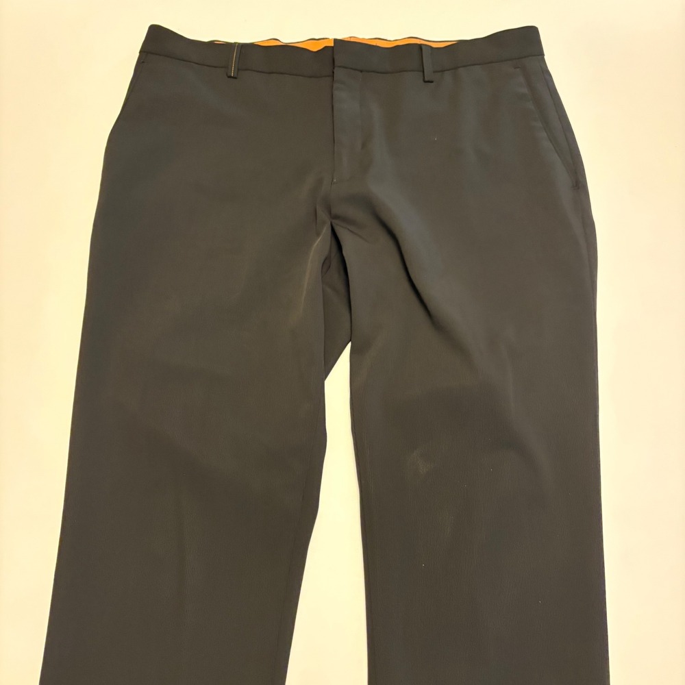 Zara Man Dress Pants Mens 32 Black Textured Slim Fit Trousers
